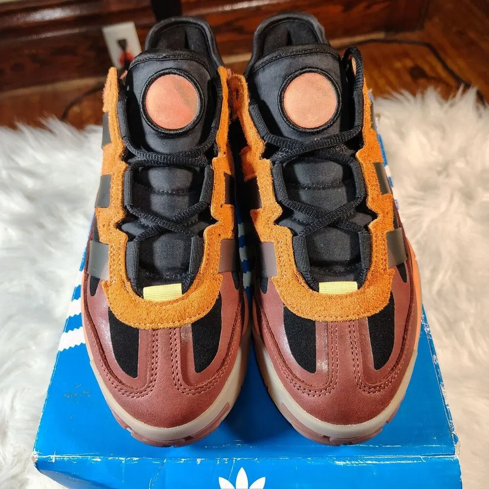 Adidas Niteball Hazy Copper Black Acid Orange Shoes Mens Size 7